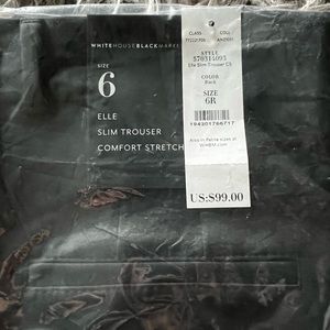 NWT WHBM Elle Slim Trouser Comfort Stretch Pant - Black Size 6R.